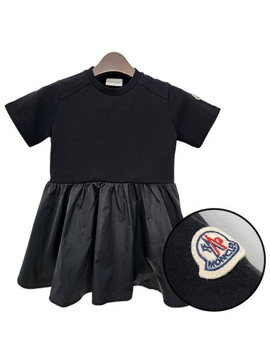 Kids Logo Patch Fit Flare One Piece 8Y 10Y Black 8I00012 809AG 999 - MONCLER - BALAAN 1