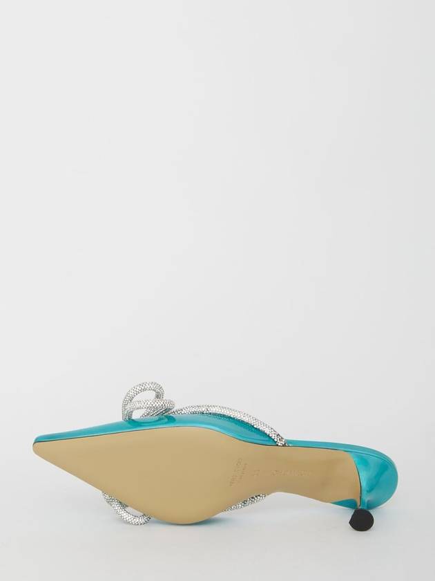 Iridescent Green Leather Sandals - MACH & MACH - BALAAN 4