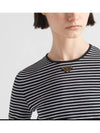 Triangular Logo Striped Cotton Short Sleeve T-shirt Black - PRADA - BALAAN 4