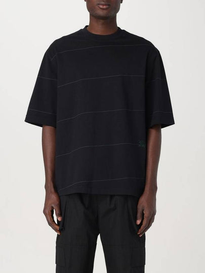 Striped Cotton Short Sleeve T-Shirt Black - BURBERRY - BALAAN 2