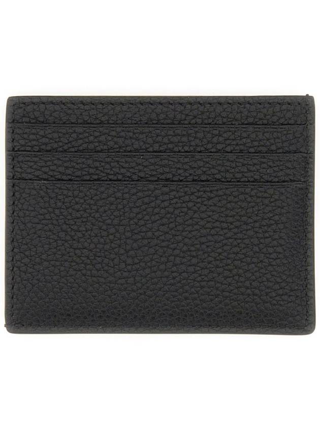 Silver Logo Classic T-Line Grain Leather Card Wallet Black - TOM FORD - BALAAN 3