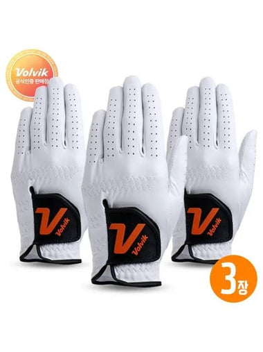 3 V logo premium men’s natural sheepskin golf gloves - VOLVIK - BALAAN 1