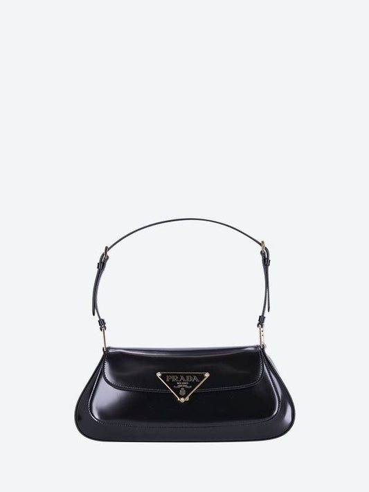 Triangle Logo Brushed Shoulder Bag Black - PRADA - BALAAN 2