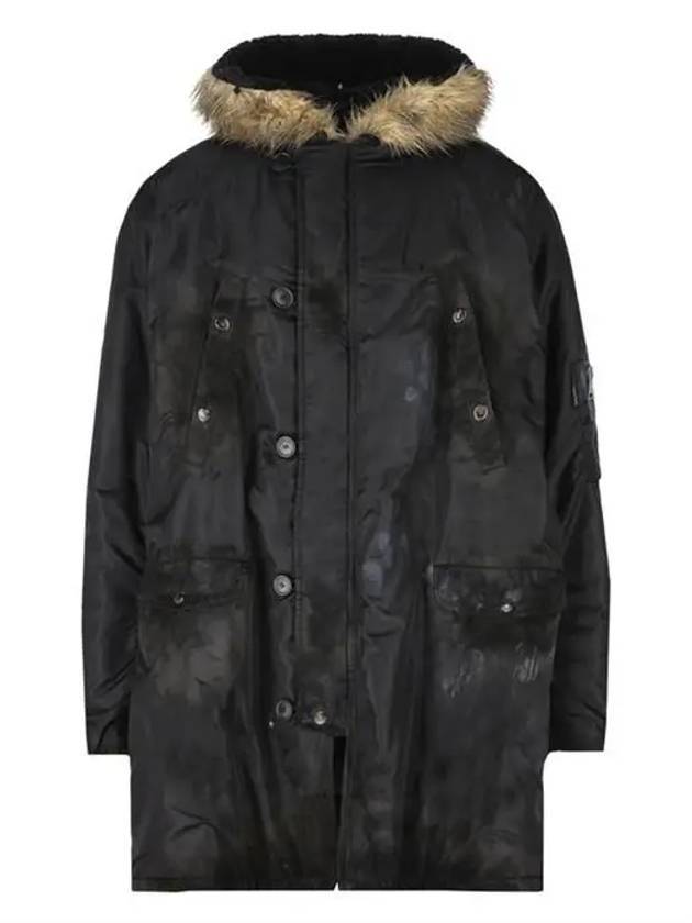 Fur Hooded Military Parka Black - BALENCIAGA - BALAAN 1