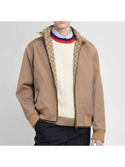 Leather And GG Canvas Reversible Jacket Beige Ebony - GUCCI - BALAAN 2