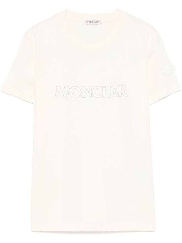 Rhinestone Logo Short Sleeve T Shirt White - MONCLER - BALAAN 2