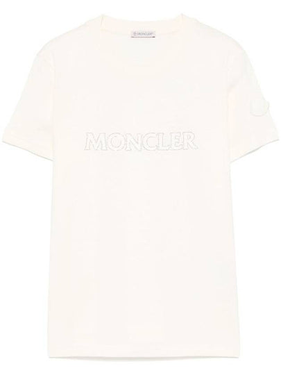 Rhinestone Logo Short Sleeve T Shirt White - MONCLER - BALAAN 2