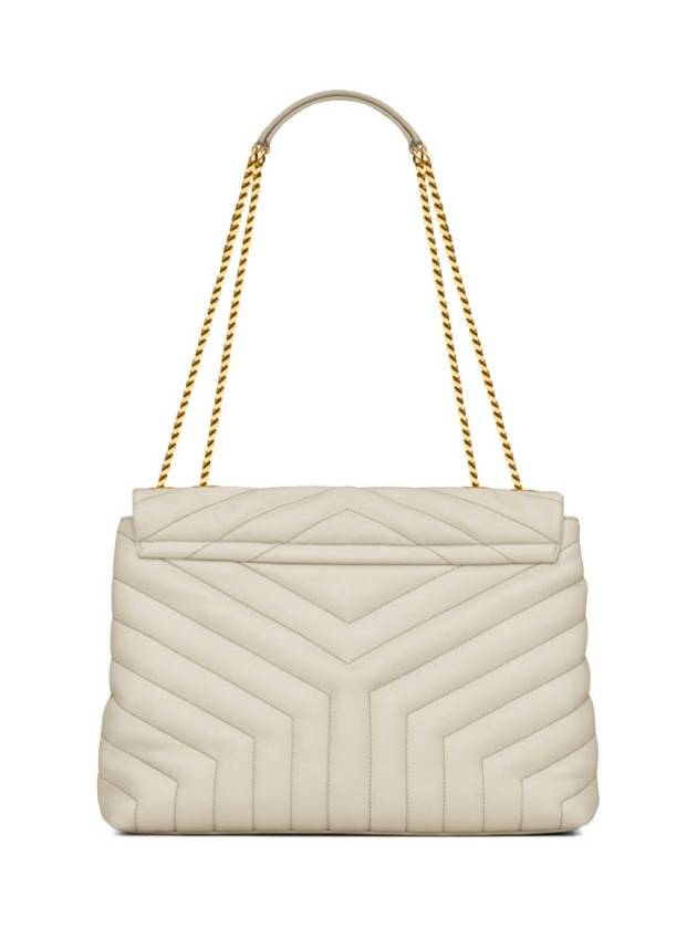 Loulou Matelasse Quilted Y Leather Medium Shoulder Bag Blanc Vintage - SAINT LAURENT - BALAAN 4