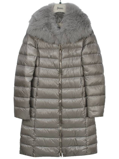 Elisa Full Zip-Up Fox Fur Long Padding Grigio - HERNO - BALAAN 2