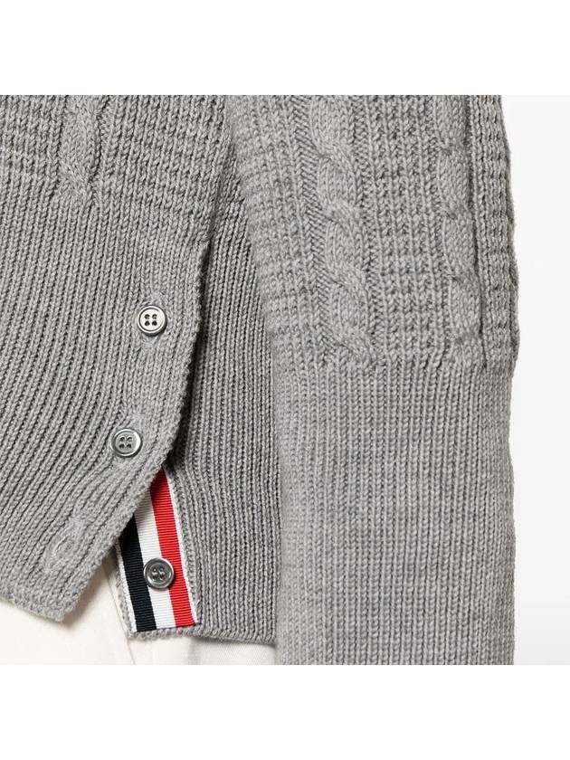 Cable Knitwear Virgin Wool Cardigan Grey - THOM BROWNE - BALAAN 6