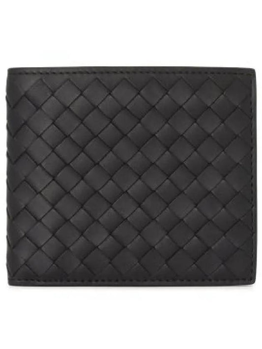 Intrecciato Calf Leather Half Wallet Black - BOTTEGA VENETA - BALAAN 2