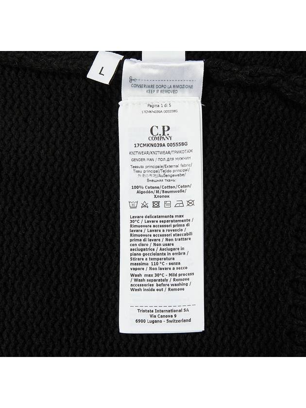 Cotton Chenille Buttoned Cardigan Black - CP COMPANY - BALAAN 11