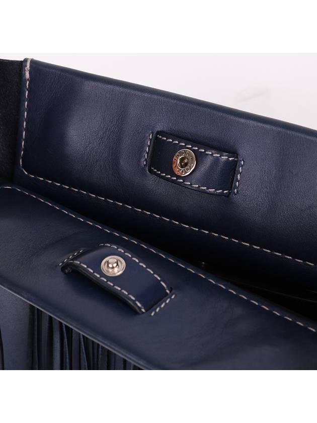 Navy leather tassel decorated medium shoulder bag - TOD'S - BALAAN 8