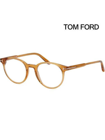 Blue Light Blocking Glasses Frame TF5695B 034 Brown Transparent Horn Frame Eye Protection - TOM FORD - BALAAN 1