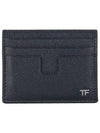 T Line Classic Logo Leather Card Wallet Navy - TOM FORD - BALAAN 2