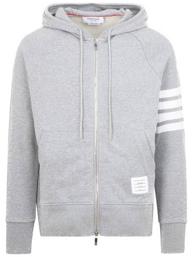 Engineered 4 Bar Diagonal Zip Up Hoodie Light Grey - THOM BROWNE - BALAAN 2