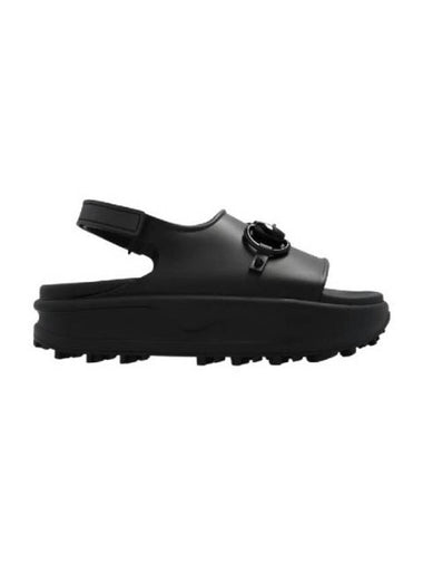 Horsebit Platform Rubber Sandals Black - GUCCI - BALAAN 1