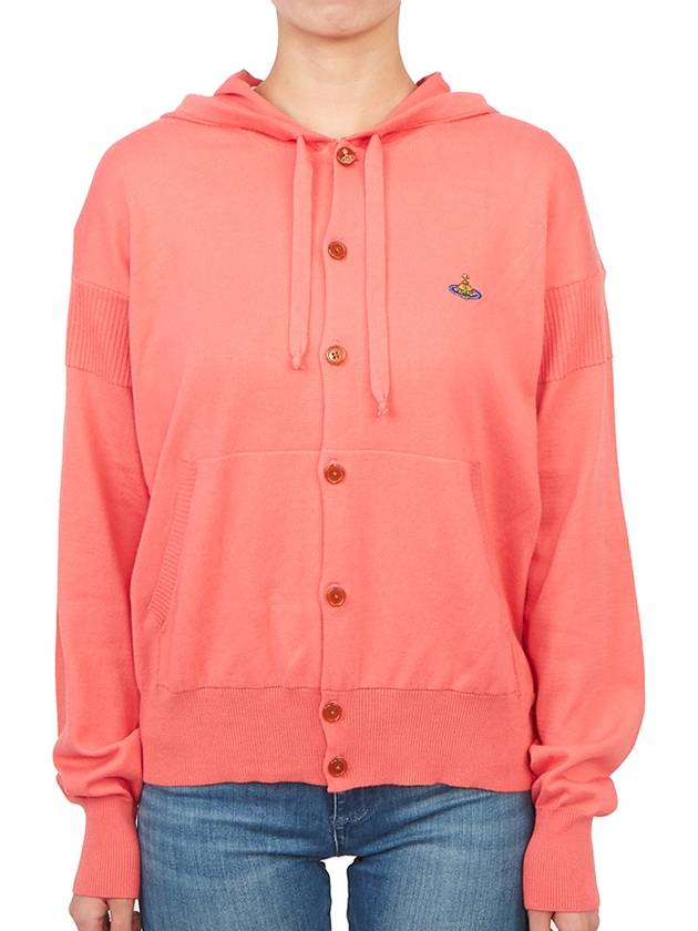 Embroidered Logo Hoodie Cardigan Pink - VIVIENNE WESTWOOD - BALAAN 4