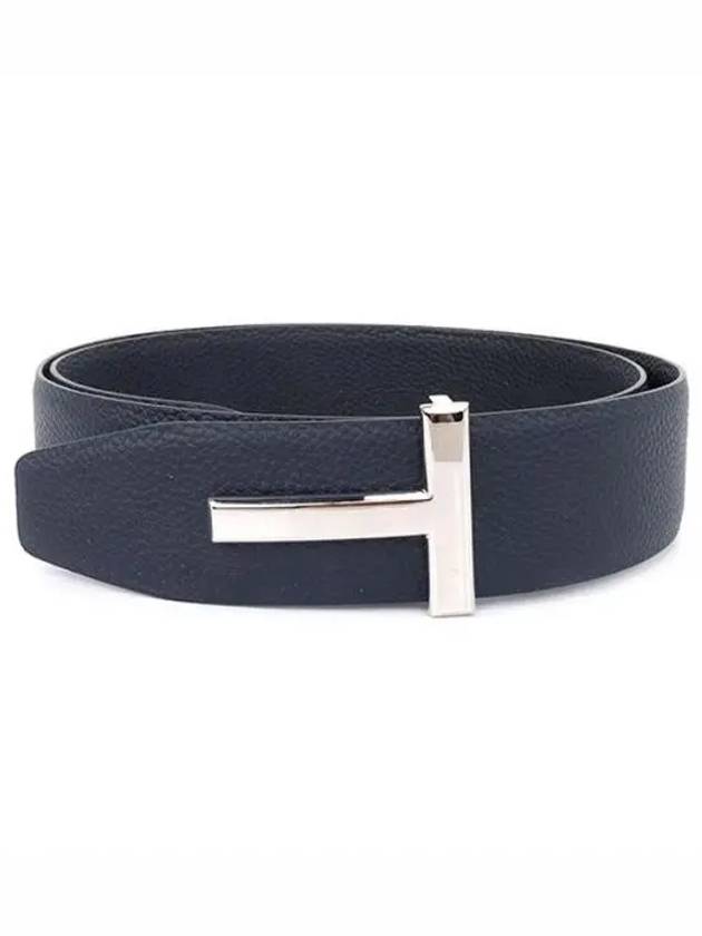 Reversible Icon T Buckle Leather Belt Black Navy - TOM FORD - BALAAN 2