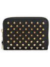 Round Zipper Spike Studs Coin Wallet Black - CHRISTIAN LOUBOUTIN - BALAAN 3