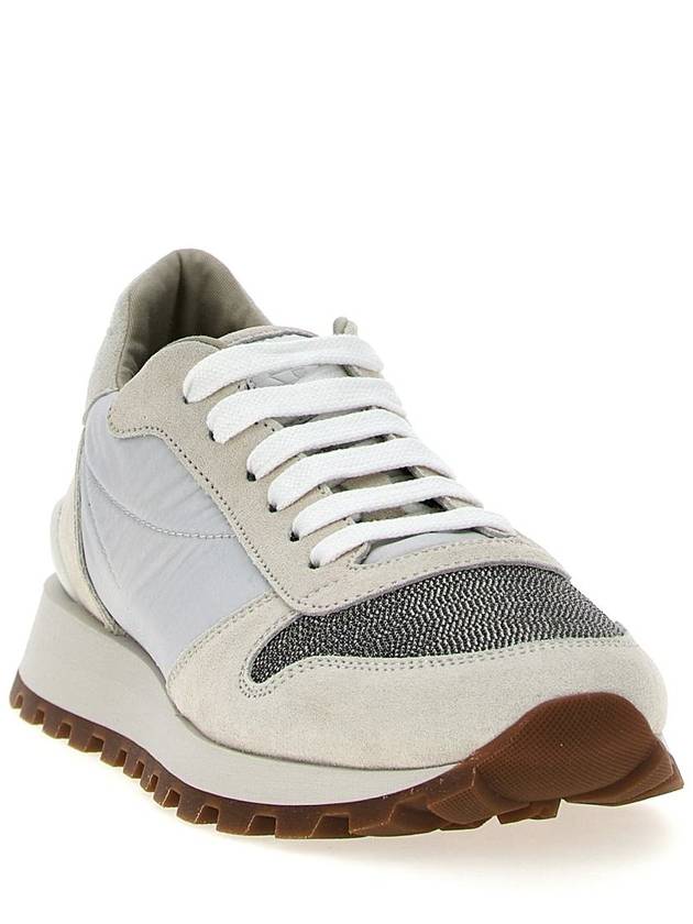 Suede Nylon Low Top Sneakers White - BRUNELLO CUCINELLI - BALAAN 3