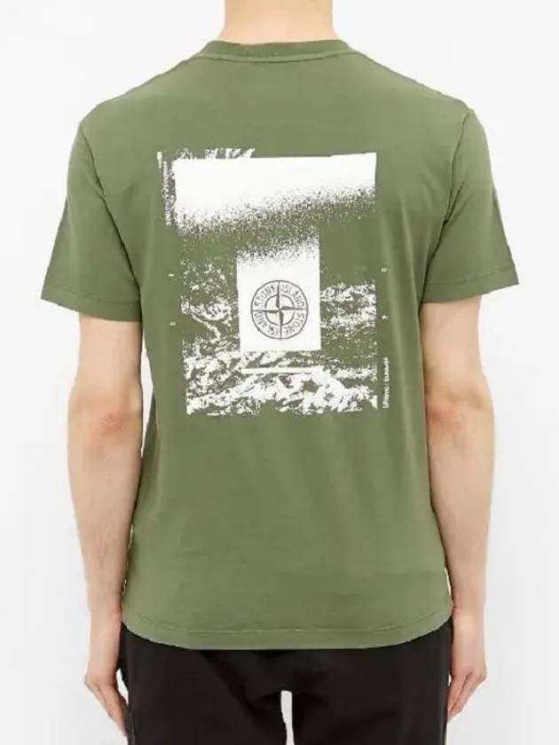 Men's Chest Logo Back Print Short Sleeve T-Shirt Olive Green - STONE ISLAND - BALAAN 5