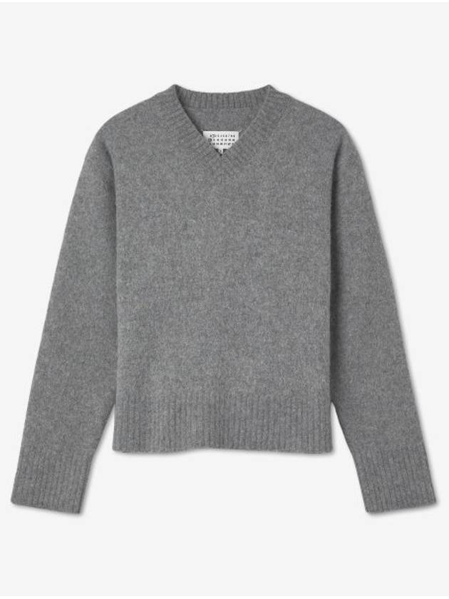 V-neck Cropped Wool Knit Top Grey - MAISON MARGIELA - BALAAN 2