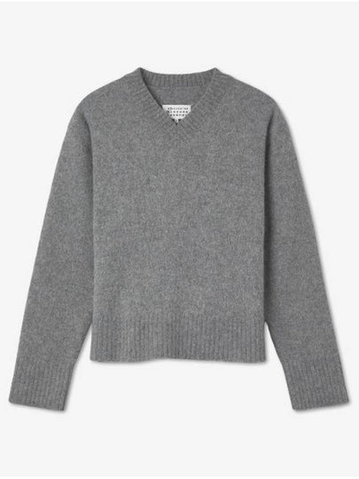 V-neck Cropped Wool Knit Top Grey - MAISON MARGIELA - BALAAN 2