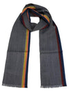 Striped Fringe Wool Silk Muffler Khaki - PAUL SMITH - BALAAN 2