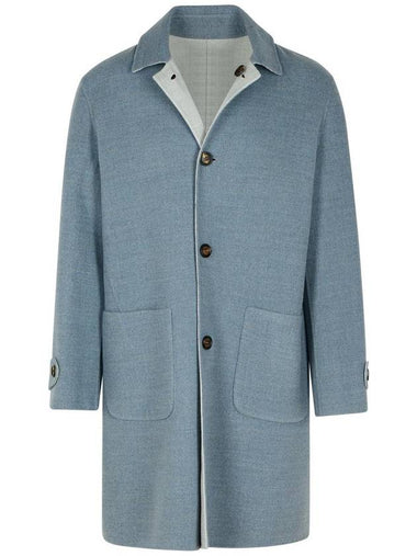 Eleventy Light Blue Wool Coat - ELEVENTY MILANO - BALAAN 1