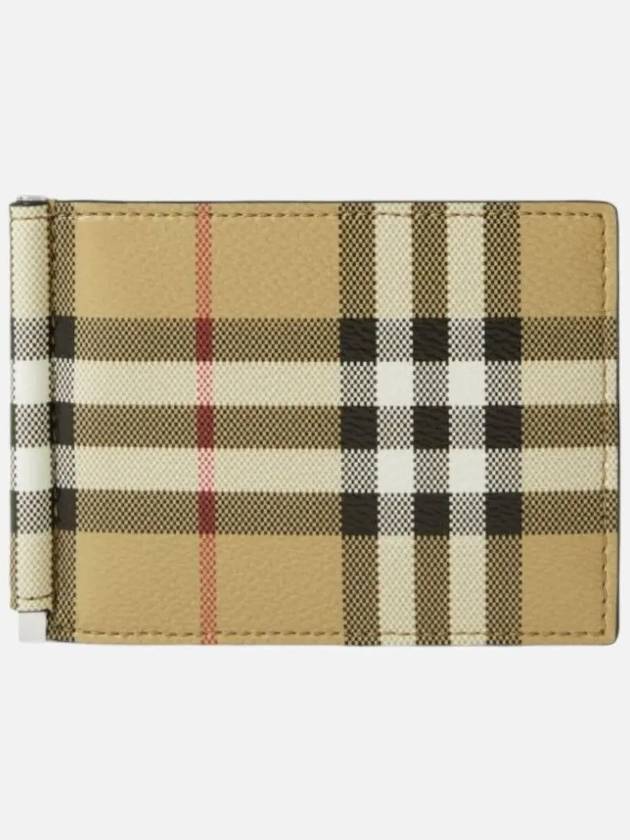 Check Money Clip Card Wallet Beige - BURBERRY - BALAAN 3