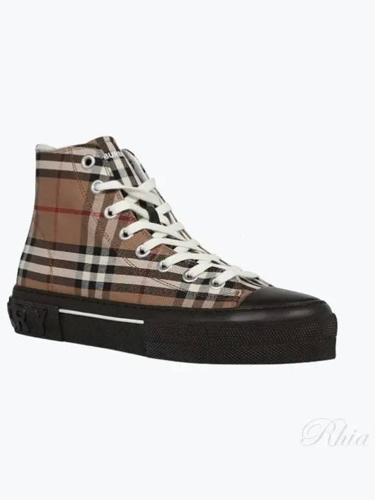 Vintage Check Stripe Logo High Top Sneakers Brown - BURBERRY - BALAAN 2