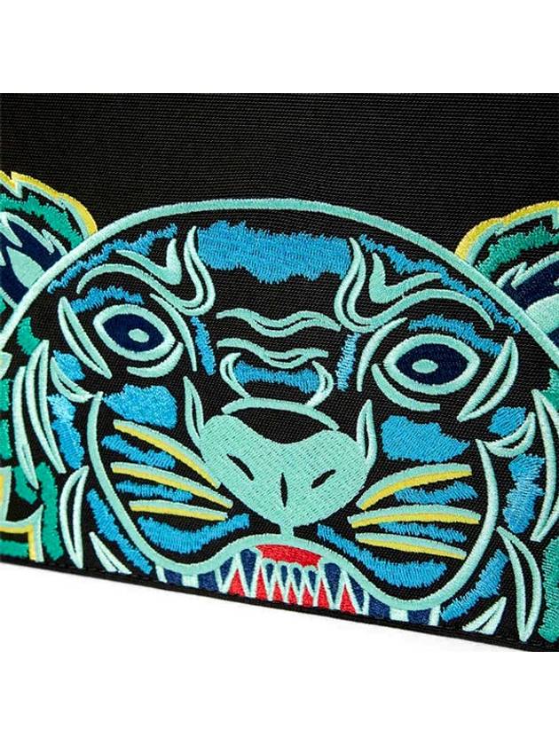 tiger embroidered logo strap large clutch bag black - KENZO - BALAAN.