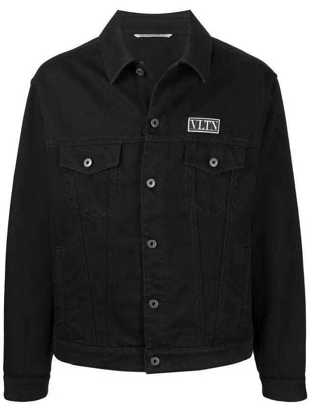 Chest VLTN Patch Denim Jacket Black - VALENTINO - BALAAN 1