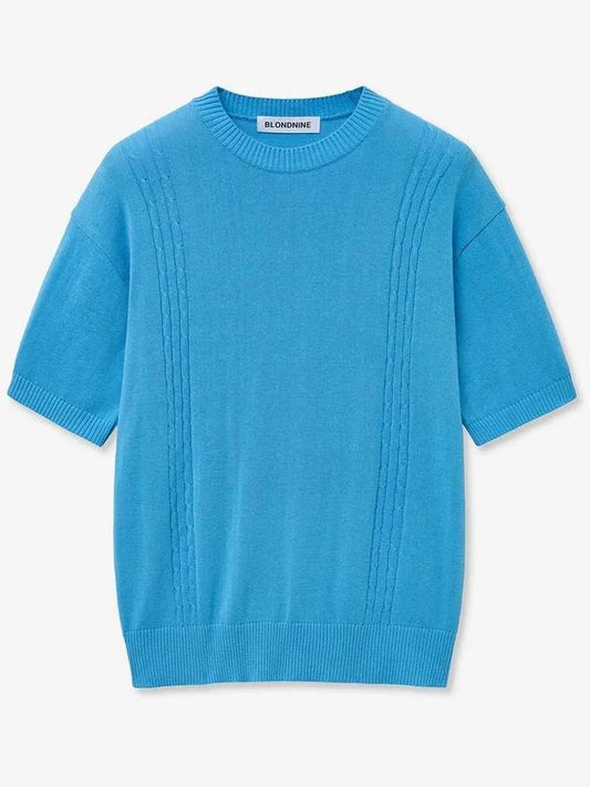 Soft cable round short sleeve knit_blue - BLONDNINE - BALAAN 1