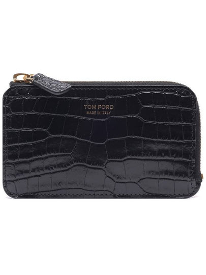 T-Line Crocker Pattern Card Wallet Black - TOM FORD - BALAAN 2