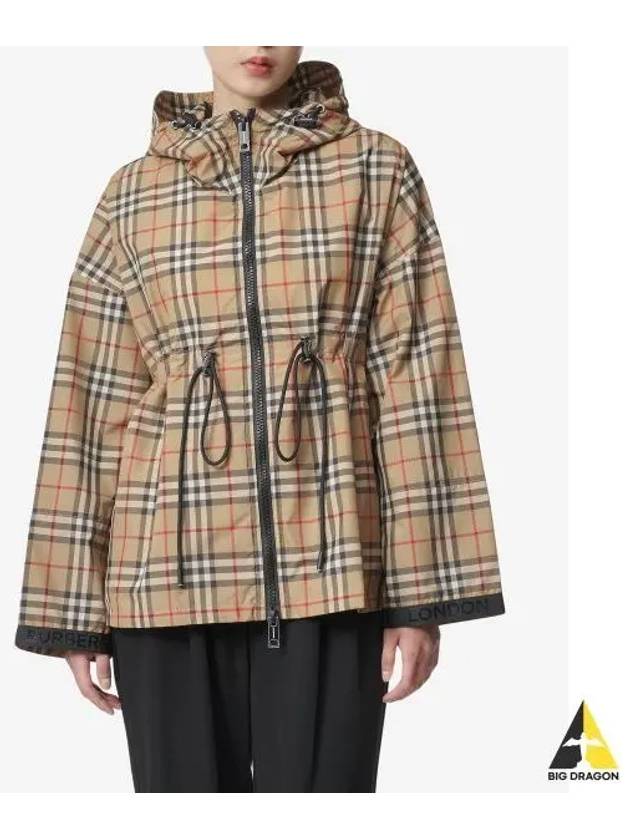 Logo Tape Vintage Check Hooded Jacket Archive Beige - BURBERRY - BALAAN 2