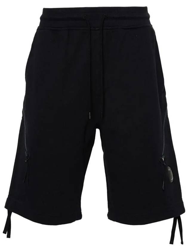 Diagonal Raised Fleece Zipped Pocket Shorts Black - CP COMPANY - BALAAN 2