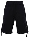 Diagonal Raised Fleece Zipped Pocket Shorts Black - CP COMPANY - BALAAN 3