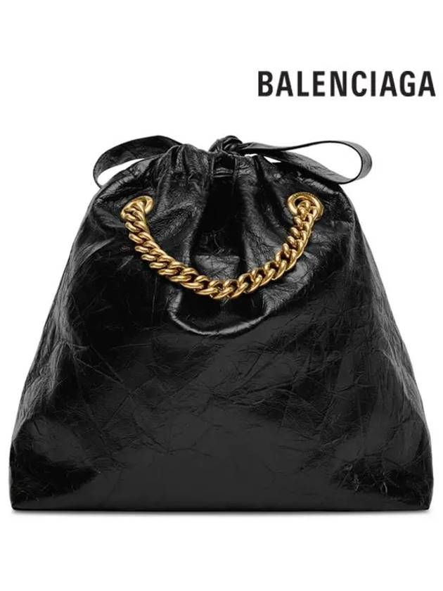 Crush Small Leather Shoulder Bag Black - BALENCIAGA - BALAAN 6