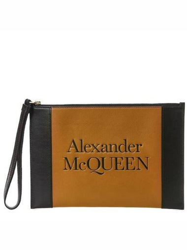 Signature Logo Strap Clutch Bag Brown - ALEXANDER MCQUEEN - BALAAN 1