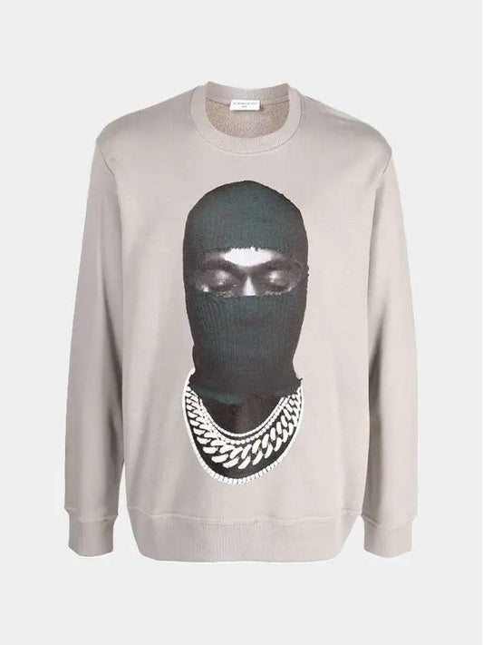 Men's mask graphic printing warm gray sweatshirt NUW21246 655 - IH NOM UH NIT - BALAAN 1