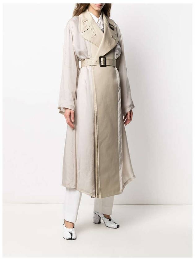 numbering patch two-tone trench coat beige - MAISON MARGIELA - BALAAN.