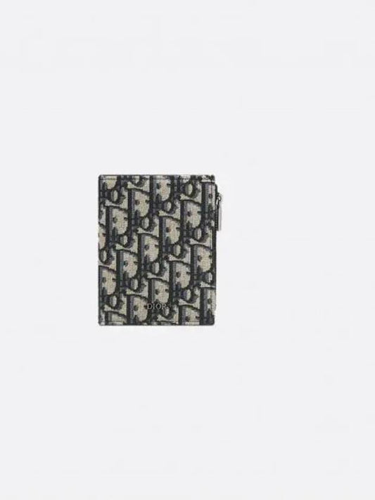 Compact Vertical Oblique Jacquard Canvas Card Wallet Black Beige - DIOR - BALAAN 2