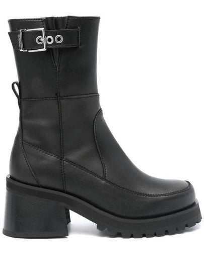 Buckle Leather Walker Boots Black - GANNI - BALAAN 2