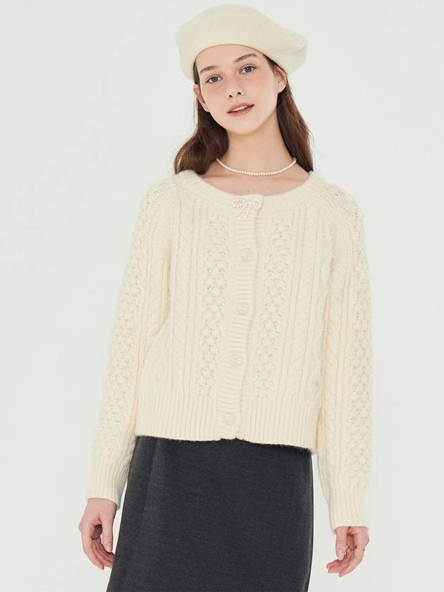 Ribbon Button Wool Knit Cardigan Cream - METAPHER - BALAAN 3