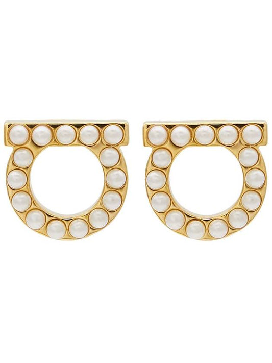 Gancini Pearl Earrings Gold - SALVATORE FERRAGAMO - BALAAN 2