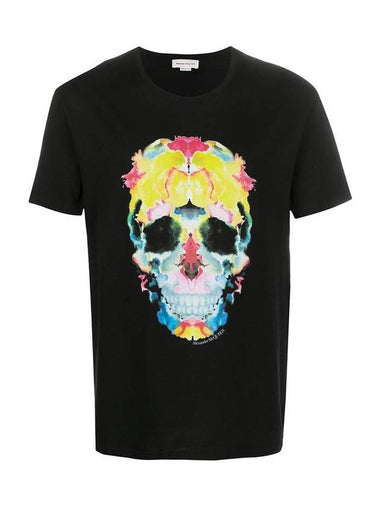 Skull Print Short Sleeve T-Shirt Black - ALEXANDER MCQUEEN - BALAAN 1