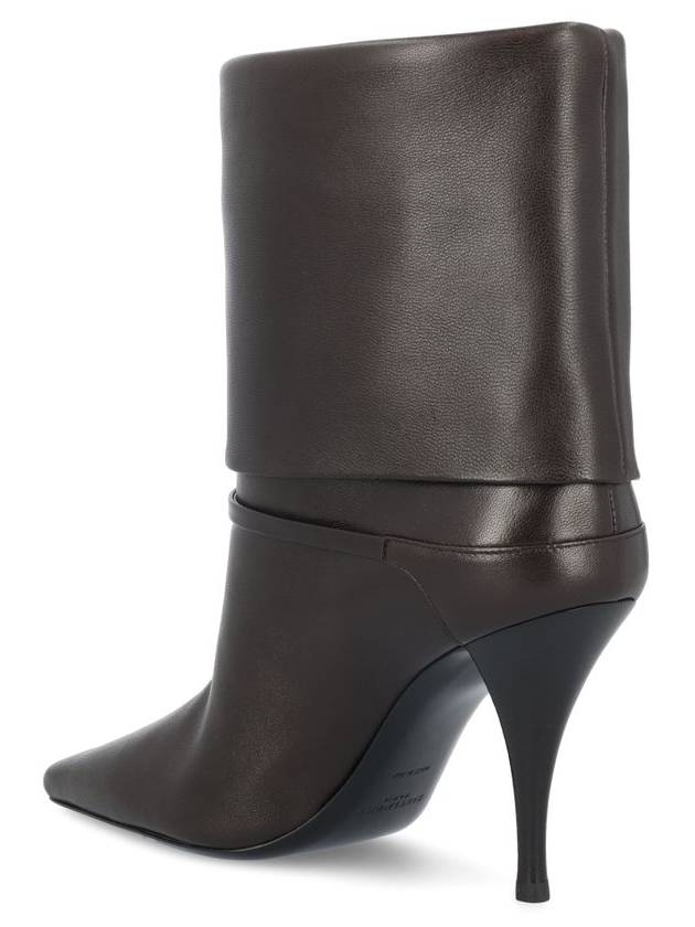 Niki Leather Ankle Boots Eagle Brown - SAINT LAURENT - BALAAN 4