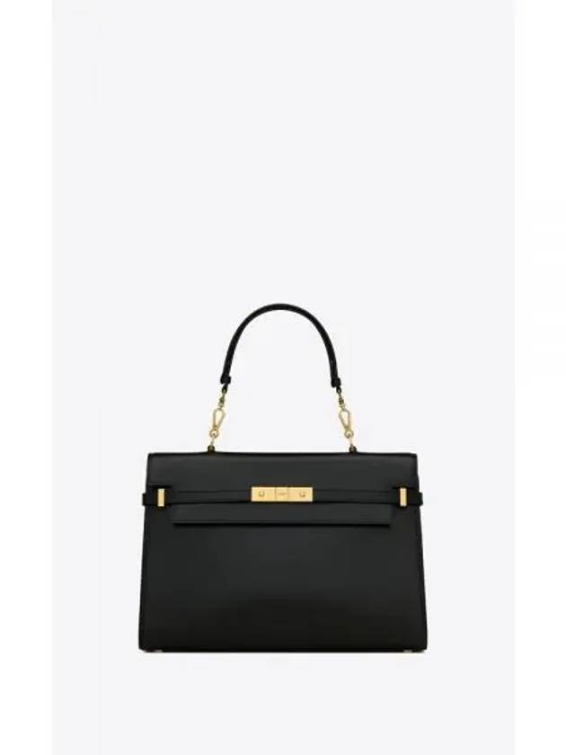 Manhattan Box Leather Tote Bag Black - SAINT LAURENT - BALAAN 2